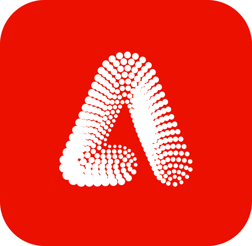 Adobe Firefly Logo in Rot und Weiß.