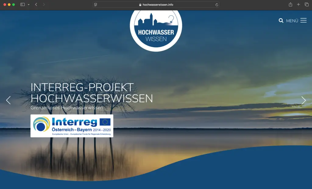 Screenshot der Hochwasserwissen Website