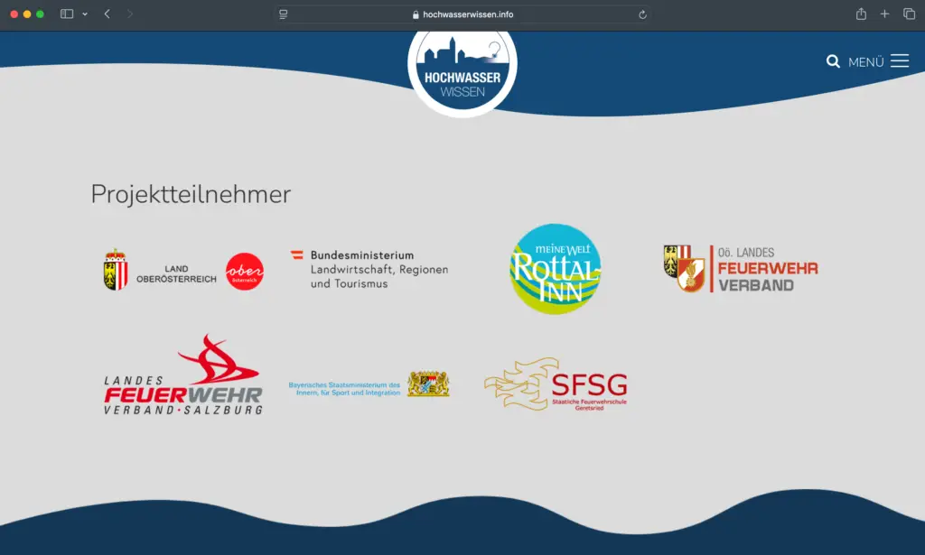 Screenshot der Hochwasserwissen Website