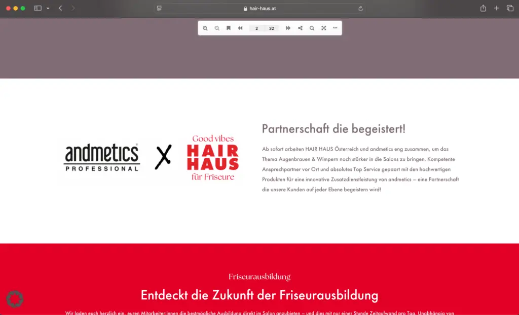 Screenshot Website Hairhaus