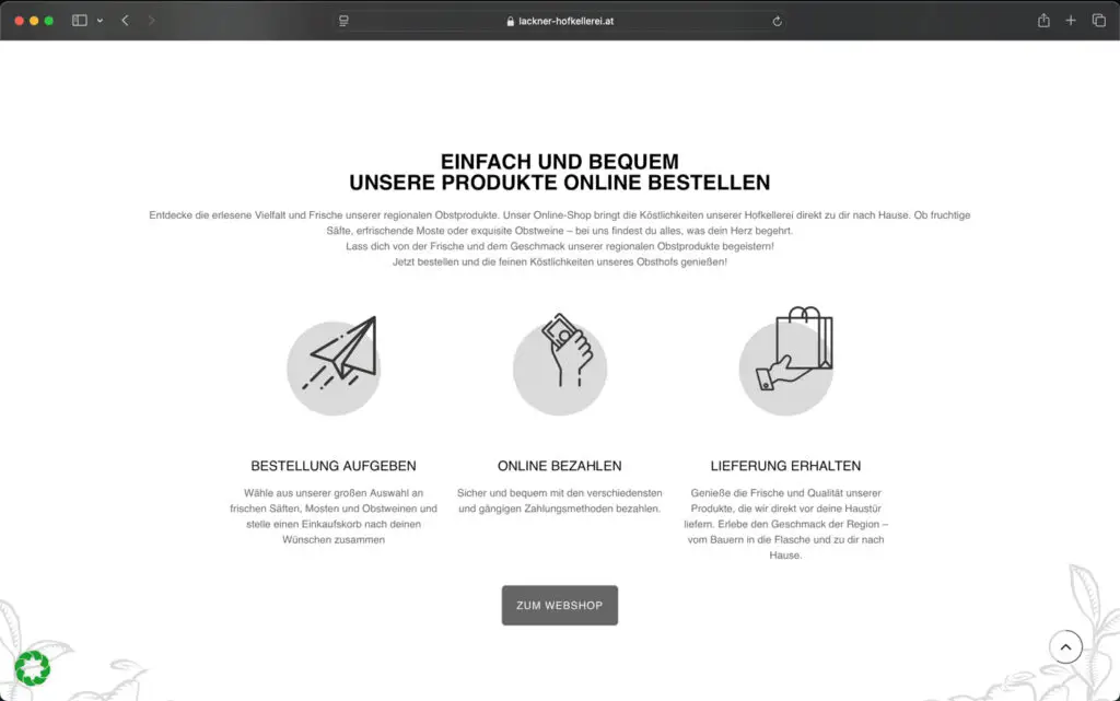 Screenshot Bestellvorgang Hofkellerei Lackner Website