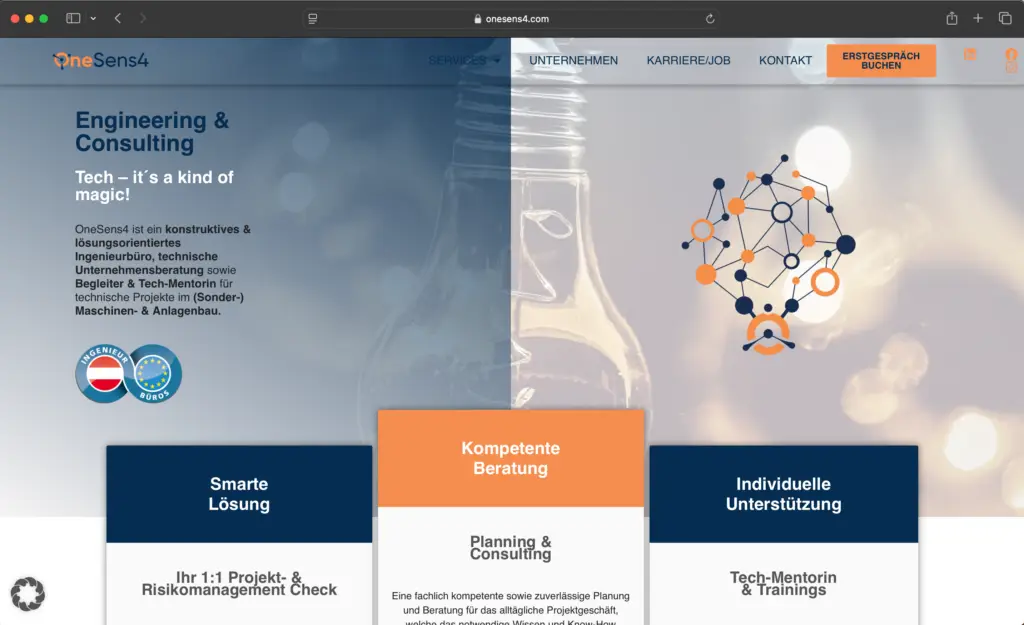 Screenshot OneSens4 Website