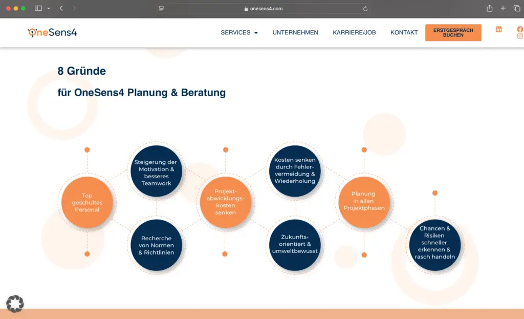 Screenshot OneSens4 Website