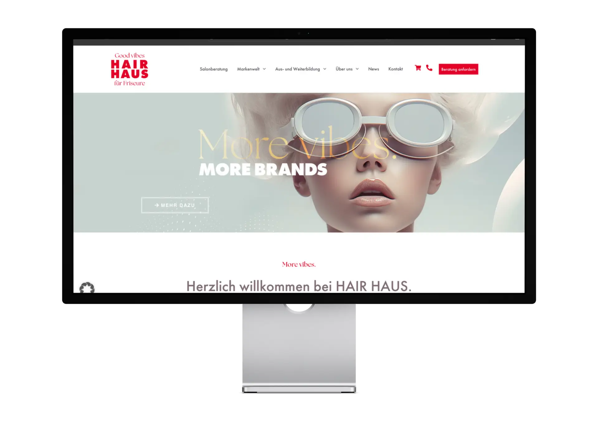 Monitor mit angezeigter Hair Haus Website