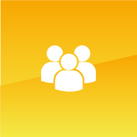 Icon von 3 Personen auf gelbem Untergrund