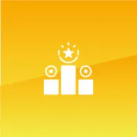 Ranglisten Podium auf gelbem Untergrund