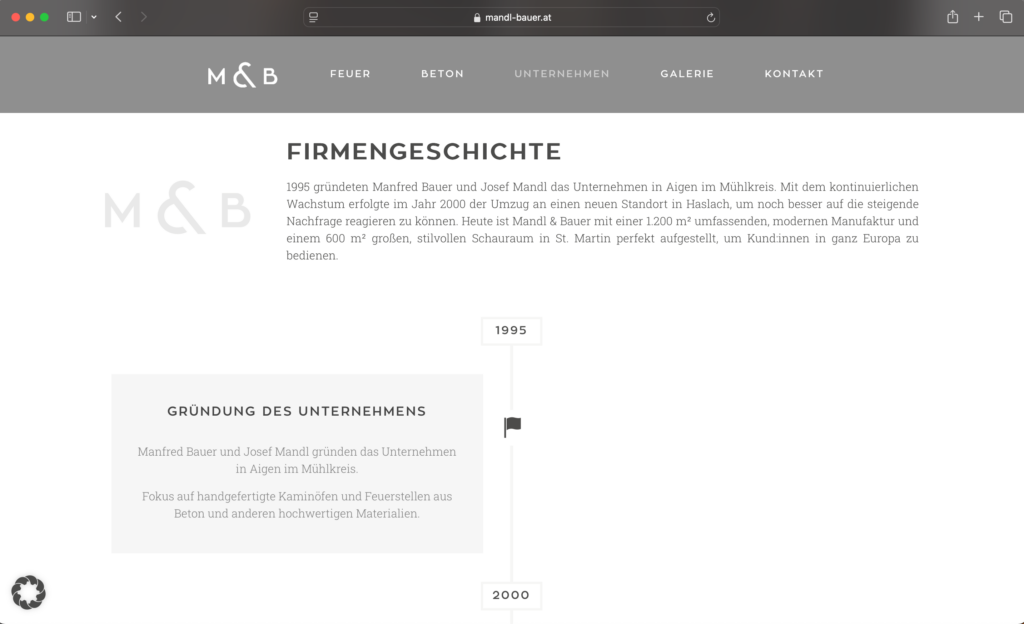 Screenshot Mandl & Bauer Website