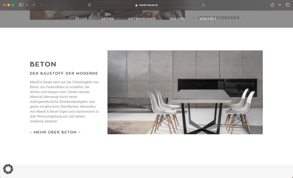 Screenshot Mandl & Bauer Website