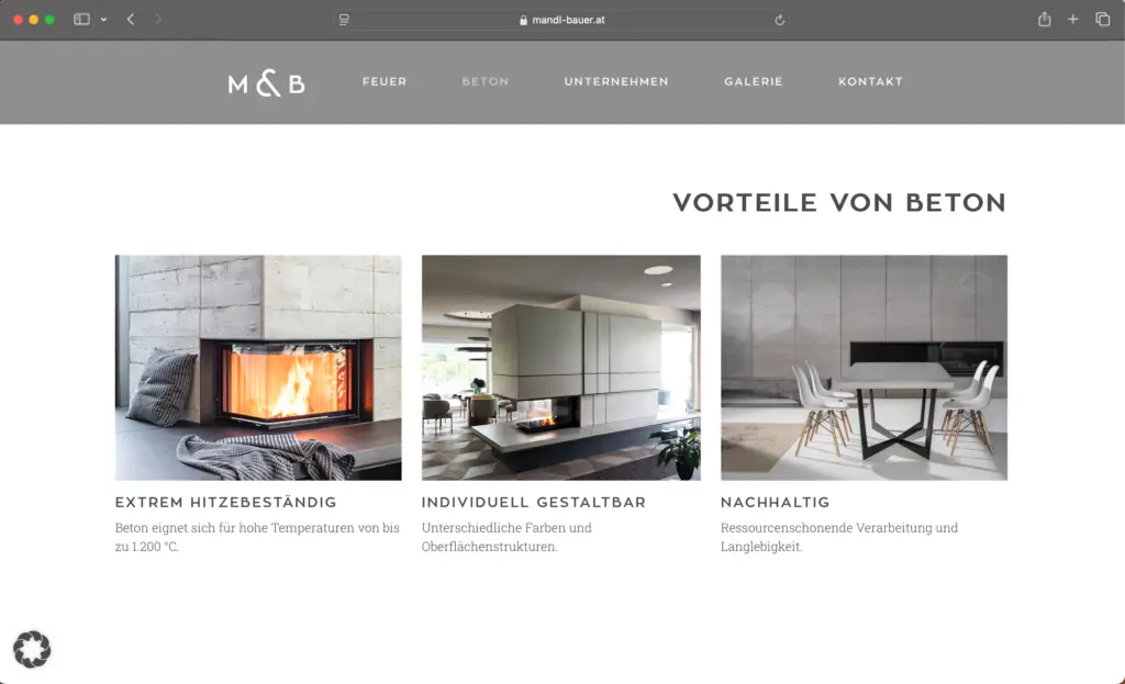 Screenshot Mandl & Bauer Website