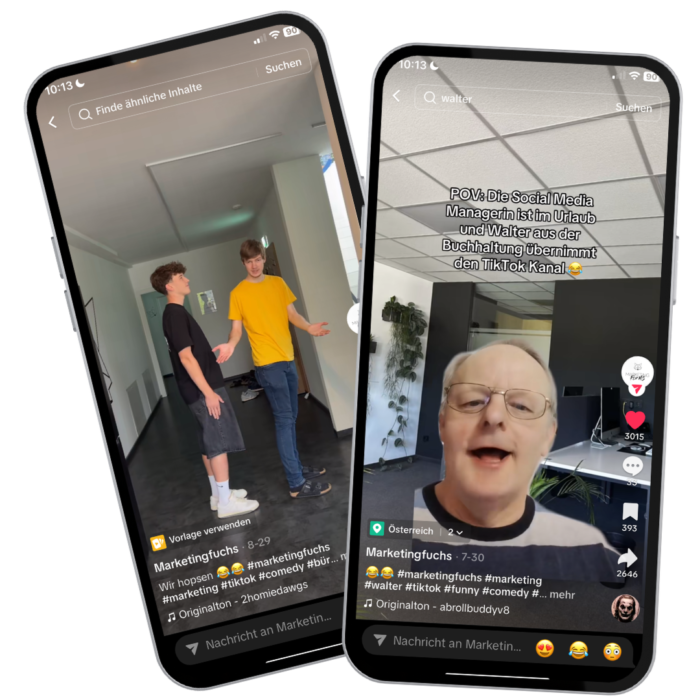Smartphones zeigen Tiktok Content der gerade in den Trends ist
