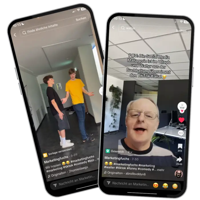 Smartphones zeigen Tiktok Content der gerade in den Trends ist