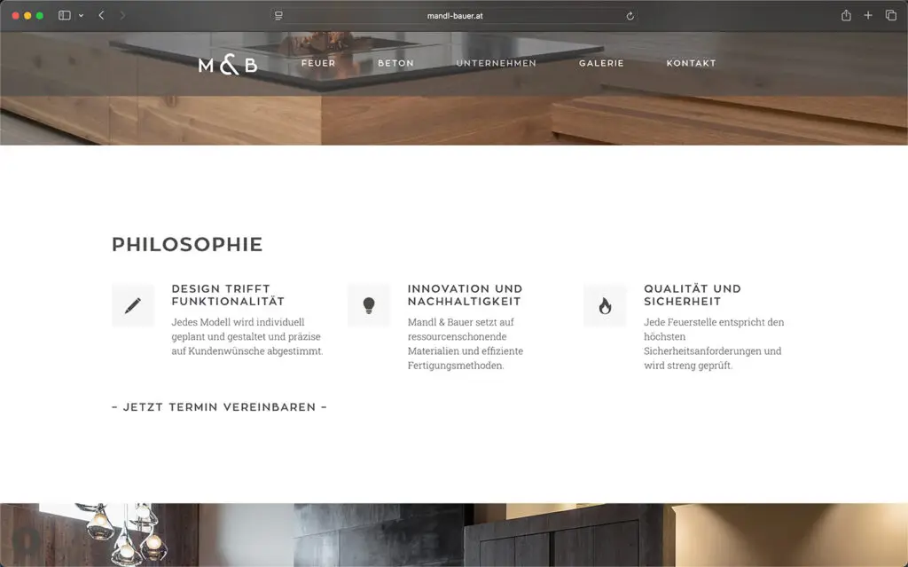 Screenshot Mandl & Bauer Website