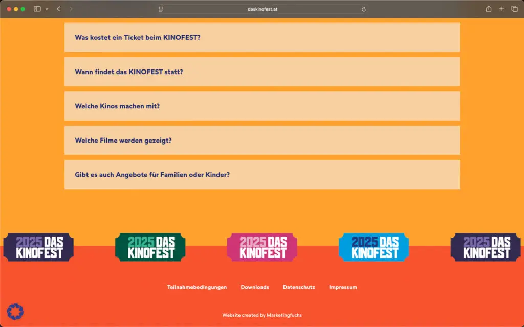 Screenshot der Website "daskinofest.at"
