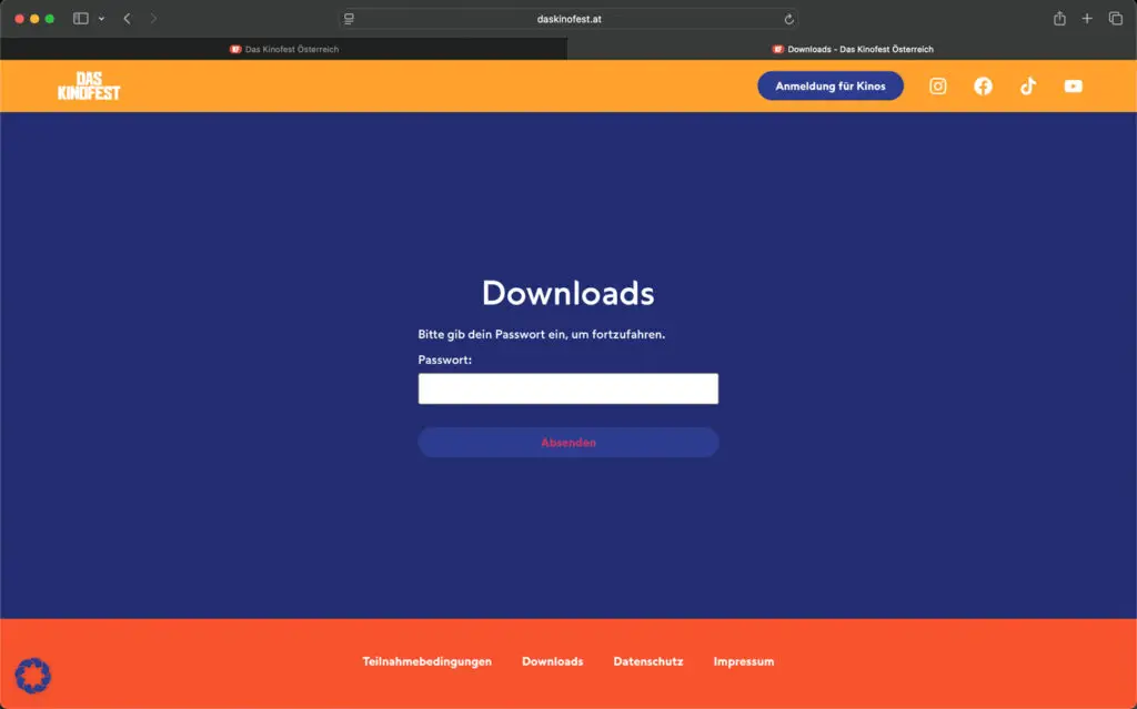 Screenshot der Website "daskinofest.at"