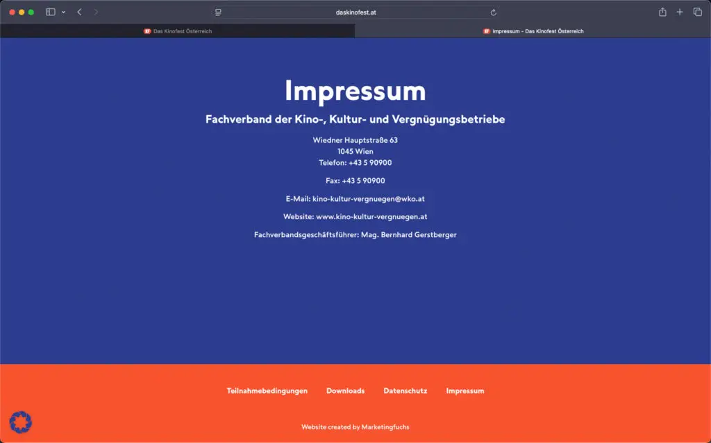 Screenshot der Website "daskinofest.at"